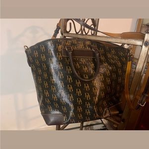Dooney and Bourke large Black and gold Vacchetta shoulder bag